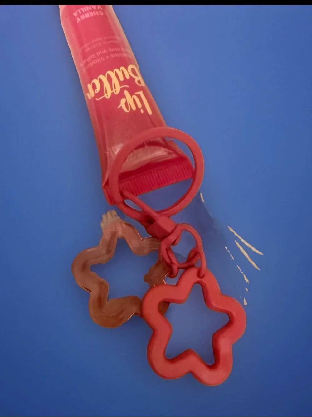 Beautiful Beat Lip Butter Pink Flower Keychain Key Ring, Plastic